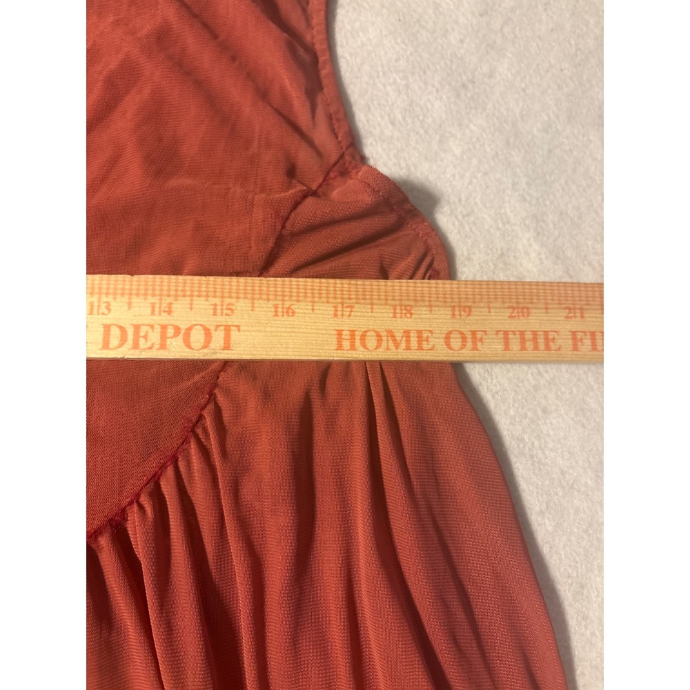 Ultra Pink Burnt Orange Crochet Lace Babydoll Sleeveless Top XL Boho Button Back - Picture 3 of 11